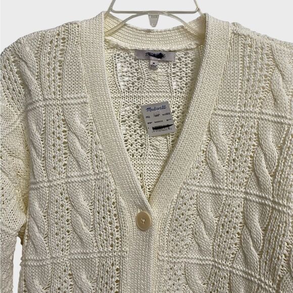 NWT Madewell Open Cable-Stitch Cardigan Sweater Women's Size M Bright Ivory - Picture 5 of 16